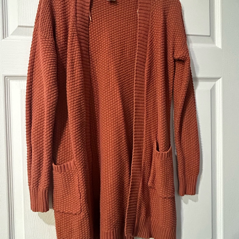 Max Studio Terracotta Open-Front Cardigan